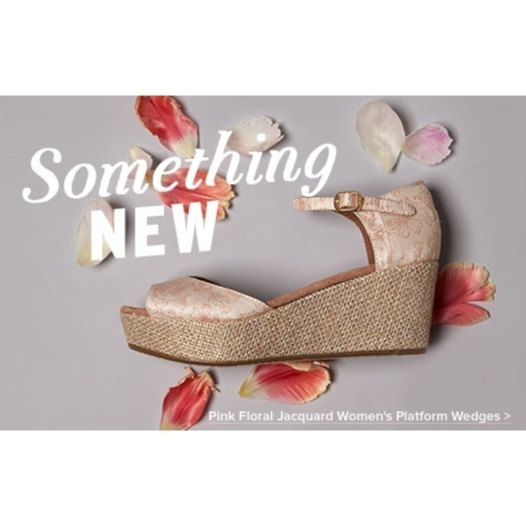 💕TOMS💕 Rose Gold Floral Platform Wedge Sandals - Picture 6 of 8